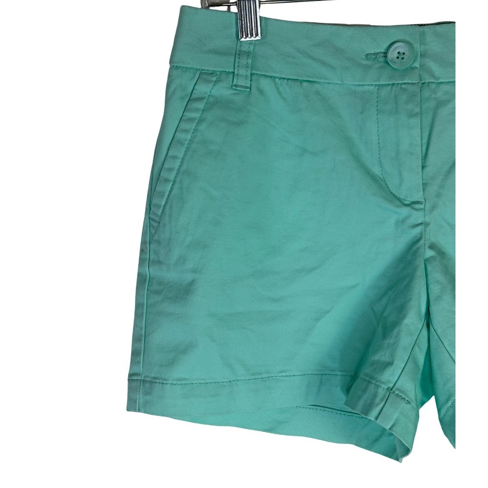 Crown & Ivy Chino Shorts Womens 4P Mint Cielo Teal Cotton Stretch Petite New Tag - Picture 2 of 14